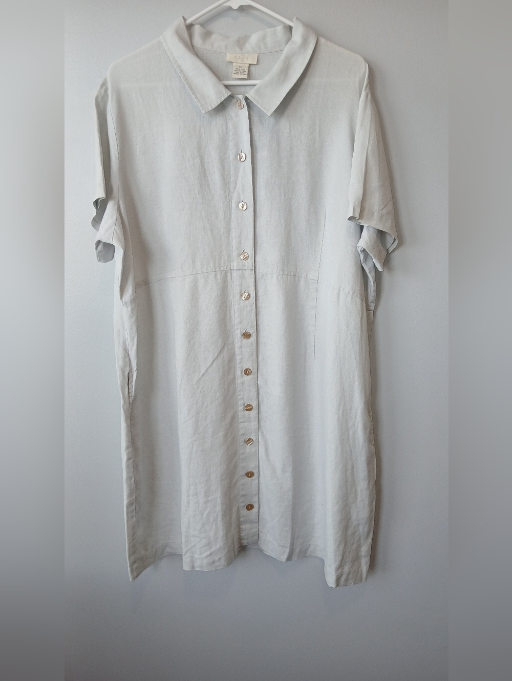 J. Jill 100% Linen Midi Shirt Dress Minimalist Granola Girl Cottagecore Comfort